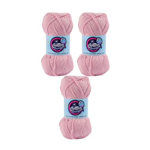 Image of NESTNHAVEN Cotton Candy 100% Cotton Yarn - (100g, 185 Meters) - Luxury Yarn for Crochet, Amigurumi, Embroidery, Toys, Garments, Flowers and Hobby, Projects. (Baby Pink) | (300 Gm)