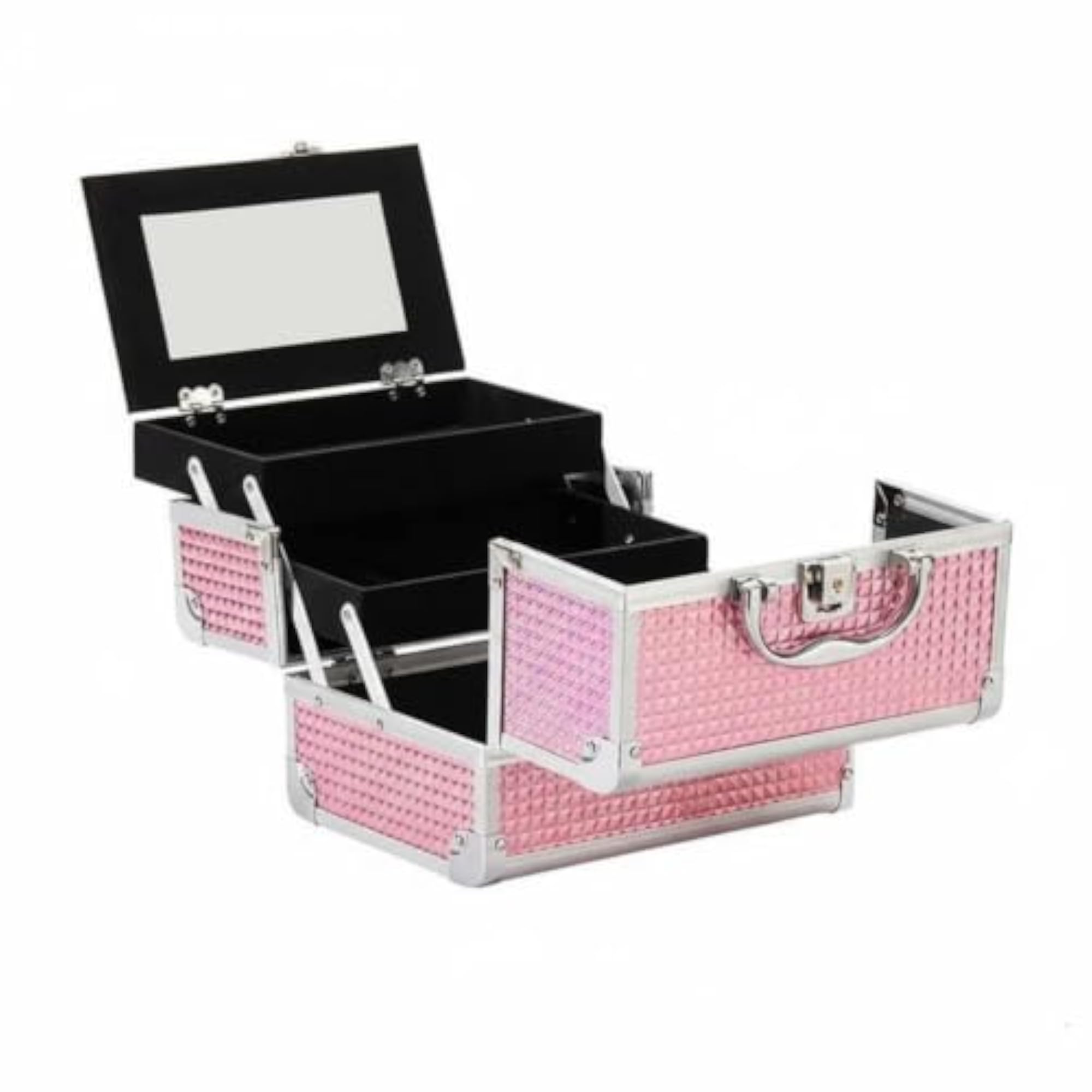 Makeup Box with Mirror, Large Capacity Portable Case