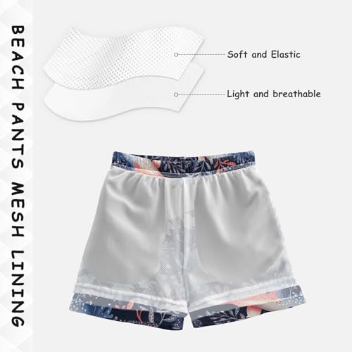 Pigsaly Boys' Swim Board Shorts Pink Blue Cute Pink Fish Boy's Swim Trunks Kids Swimwear 5T4