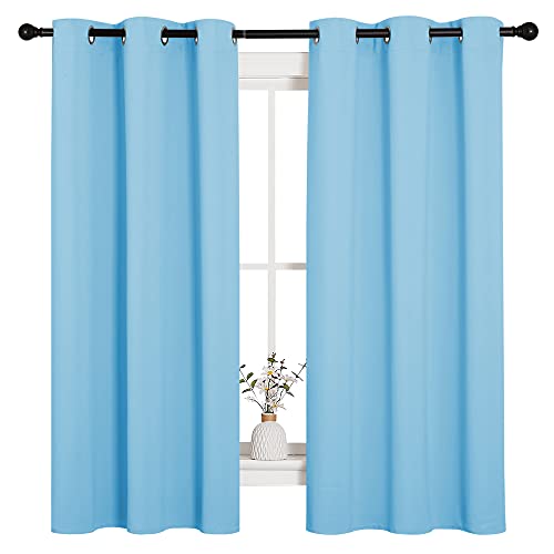Image of NICETOWN Light Blue Curtains for Nursery, Thermal Insulated Grommet Room Darkning Curtain Panels for Bedroom /Living Room, Privacy Drapes for Classroom(1 Pair, W42 x L63 inches, Blue)