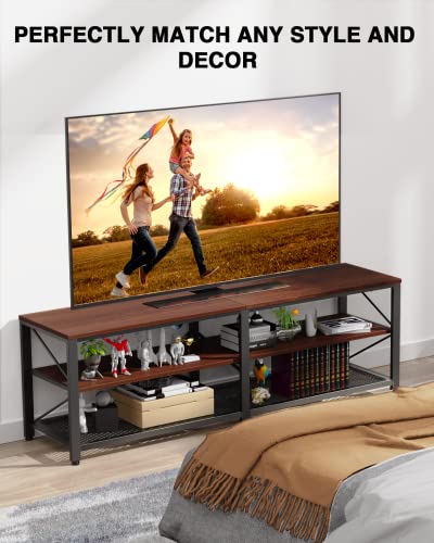 Noblewell 55 Inch, 3-Tier Wood Cabinet, Media Console Table With Storage For Living Room, Cherry Tv Stand Entertainment Center #TOP1