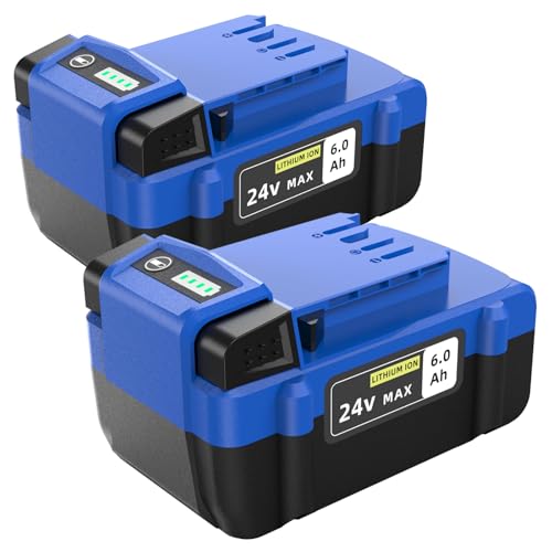 2-Pack 6.0Ah Battery Replacement for Kobalt 24V Battery KB624-03 KB524-03 Rechargeable Lithium Ion Pack Compatible with Kobalt 24 Volt Max Cordless Power Tools