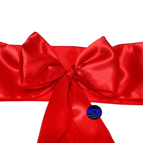 Mds Pack Of 50 Satin Chair Sashes Bow Sash For Wedding Events Supplies, Decorations For Birthday Parties, Graduations, Engagements, Chair Sashes Fit Folding And Banquets Chair Cover -Red #TOP2