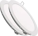 ✔ Temperatura 4000 K Juego 2 Downlight LED Extraplano Redondo, Iluminación 18W, Ø 22.5 cm, ancho 1 cm, Ø corte 20.5 cm, A+, blanco (4000K 1500Lm 230V)
