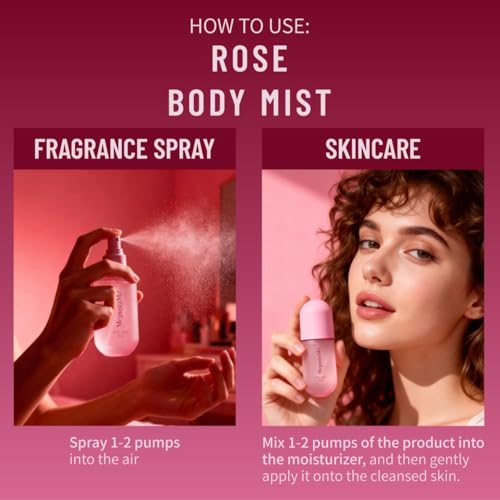 Image of Rose Body Spray for Women, Paraben & Phthalate Free, Vegan & Cruelty-Free Gentle Fragrance Mist, Quick Dry Non-Greasy Scent Spray, 3.38 fl oz