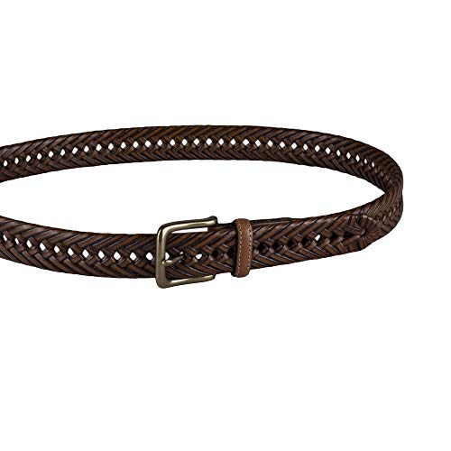 Image of Tommy Hilfiger Leather Braided Belt - Casual for Mens Jeans with Solid Strap Single Prong Buckle
