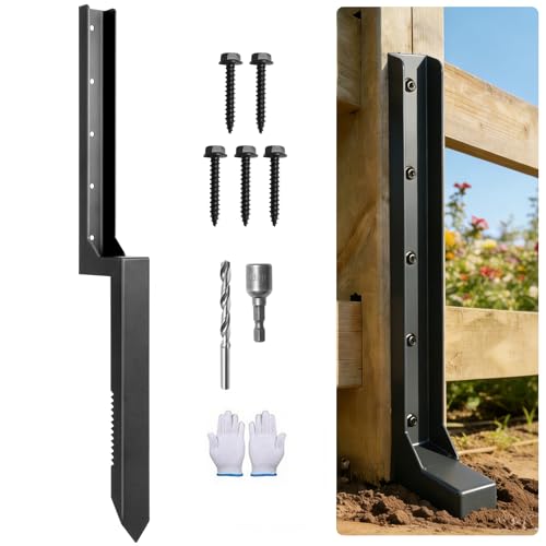 Fence Post Repair Stake with Serrated Edge Heavy Duty Steel 33.5 In,for Tilted or Broken Wooden Posts,Ground Spike Anchor,1 P