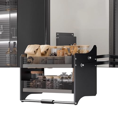 Organizador de cocina con 2 estantes extraíbles para almacenamiento de cubiertos y especias, estante ajustable para máxima organización y fácil acceso