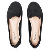 Ataiwee Women's Wide Width Flat Shoes Knit Dress Flats, Black, 8.5 W