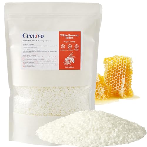 Crenovo White Beeswax Pellets 2 LB 100% Pure Natural Beeswax for Candle Making
