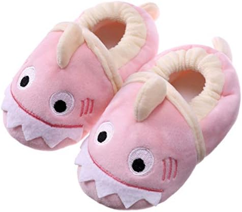 SDBING Toddler Boys Girls House Slippers Soft Cozy Fuzzy Non-Slip Winter Indoor Warm Shoes for Baby (2-3 Years, Cute Shark Pink)