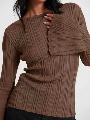 Image of Cicy Bell Womens Bell Long Sleeve Tops Going Out Knitted Fall Pullover Lightweight Sweater Shirts