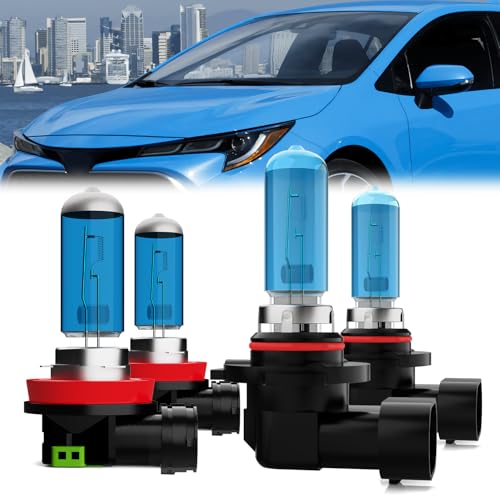 Image of Headlight Bulbs Fit For Toyota Corolla 2014-2016, 9005 High Beam+ H11 Fog Lights Halogen Light Bulb, Super Bright 6000K White, Plug and Play, Pack of 4