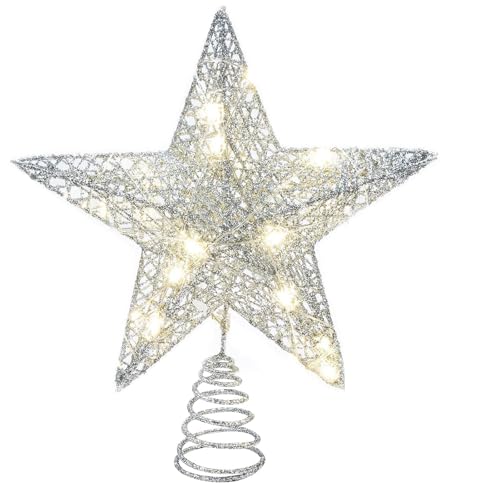 Weihnachtsbaumspitze mit 20 LEDs, 20,3 x 25,4 cm, Baumkronenlicht im...