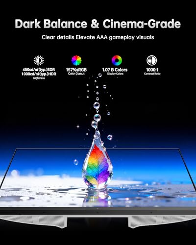 Image of KTC M27T6S 27 Inch Gaming Monitor, 1440P Mini LED Monitor 200Hz(OC 210Hz), 157%sRGB, HDR 1000, 1ms MPRT, Adaptive Sync, HDMI DP Port, Tilt Swivel Pivot Height Adjustment, VESA Mount Vertical Monitors
