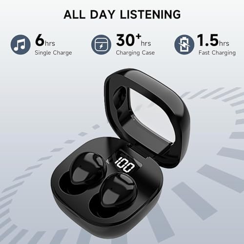 Image of Mudtun Invisible Sleep Earbuds, Smallest Sleep Headphones for Side Sleepers Low Profile Micro Tiny Discreet Hidden Earbuds for Work, Wireless Mini IPX5 Waterproof for Small Ear Canals, Deep Black