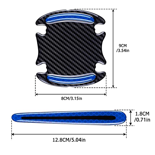 Bilisin 8 Pcs 3D Car Door Handle Door Bowl Reflective Sticker Universal Car Night Visibility Reflective Safety Warning Anti Collision Scratches Protector For Cars Trim Sticker Blue #TOP1