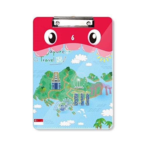 Porte-bloc carte de Singapour A4 au style Art déco rétro