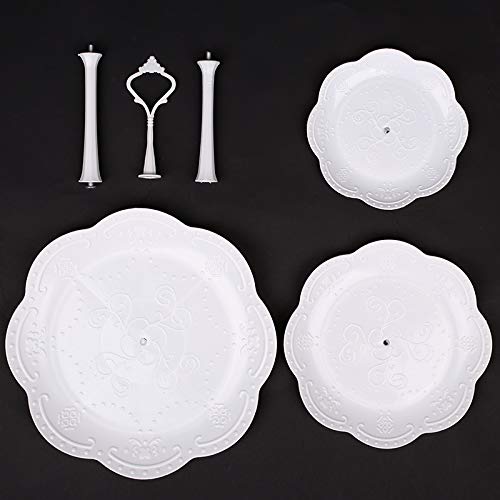 Xiaomu Expositor De Bolo Branco De Três Camadas, Suporte De Bolo Redondo De Plástico Com Prato De Fr