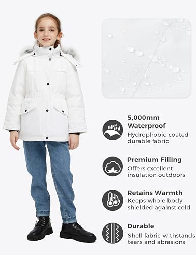 Image of Wantdo Girls' Long Winter Coat Waterproof Puffer Jacket Warm Parka Hooded