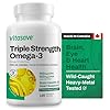 Vitasave Triple Strength Fish Oil Omega 3 Supplements – High-Potency 3000mg with 900mg EPA + 600mg DHA - Burpless Fish Oil Capsules for Heart, Brain & Joint Health - Non-GMO and Gluten-Free (120 Softgels - 40 Days Servings)