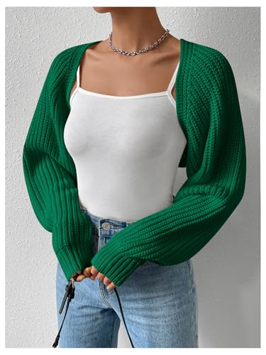 Image of Verdusa Women's Y2k Cropped Cardigan Sweaters Lightweight Knit Open Front Bolero Shrugs Spring Fall Outfits