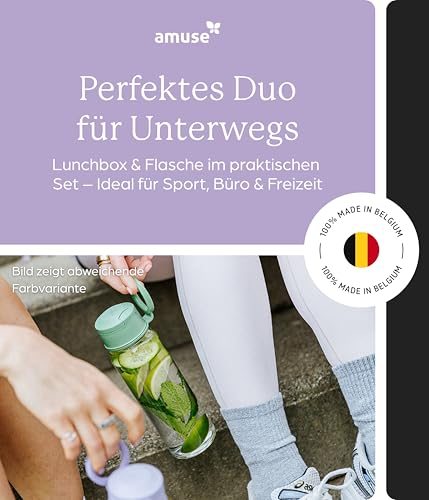 Amuse Set Lunchbox & Wasserflasche | Höhenverstellbare Bento Box mit 500 ml Trinkflasche | Perfekt als Meal Prep Boxen | Lunchbox Erwachsene & Jausenbox | BPA-frei, spülmaschinengeeignet | Lavender