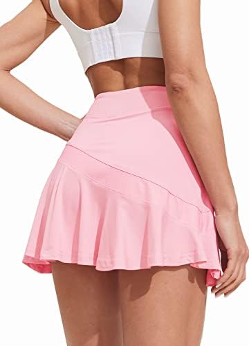Ekouaer Womens Tennis Skirt Pleated Athletic Skort with Pocket Anti-Slip Strip High Waisted Ruffle Golf Skirts Workout Casual