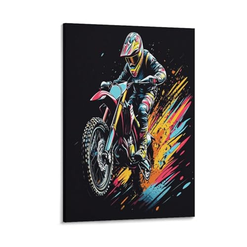 Motocross Murale Cadeau Idéal Tableau Toile Ado et Adulte