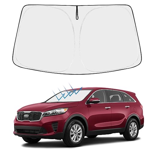Image of Proadsy 2026 Upgrade Front Windshield Sun Shade Foldable Sunshade Protector Sun Visor Custom Fit 2016-2020 Kia Sorento LX, S, EX, SX, and SX-Prestige SUV Accessories