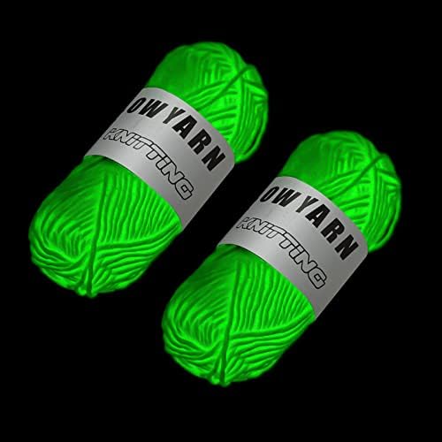 2 Rolls Glow in The Dark Yarn, Green Glow Yarn Embroidery Threads Glow Yarn for Crocheting DIY Arts Crafts Sewing Beginners (Light Green)