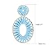 BaubleStar Kiera Raffia Tassel Fringe Rattan Hoop Drop Statement Earrings Light Blue Turquoise Tiered Thread Handmade Round Oval Cirle Dangle Fashion Jewelry for Women
