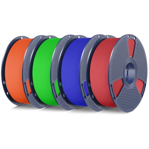 Image of SUNLU 4KG 3D Printer Filament Bundle PLA Matte 1.75mm, Neatly Wound Filament with Matte Finish, Print with 99% FDM 3D Printers, 1kg Spool (2.2lbs), 4 Packs, Red+Klein Blue+Green+Orange