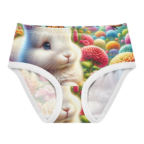 Cute Bunny Colorful Flowers Toddler Underwear Floral 2t Cotton Little Girl Panties Fun Print Briefs Undies Kids