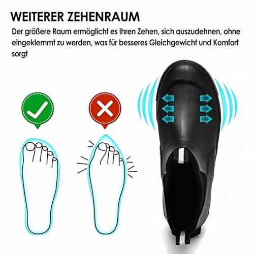 GemChve Gummistiefel Herren,Gartenschuhe herren Kurze,Chelsea Boots Damen,Arbeitsschuhe Gummistiefel Halbhoch,Deckstiefel Wasserdicht Rutschfest Geeignet Regentag Reisen Angeln Black44EU