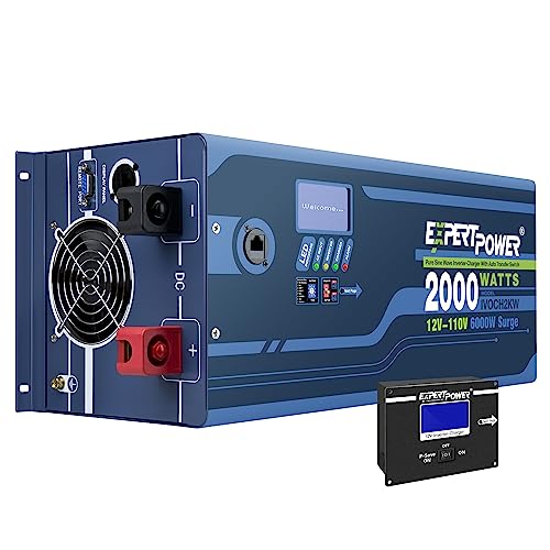 ExpertPower 2000W Pure Sine Wave Inverter Charger | Peak 6000W | DC...