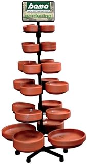 Bama Metal Saucer Display Stand - Rolling Base, Terracotta/Black (Made in Italy)