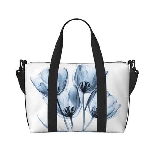 X-ray art tulip blossoms print Travel Duffel Bag, Sports Tote Gym Bag, Swim Pool Bag Large Shoulder Tote Bag for Beach Weekender