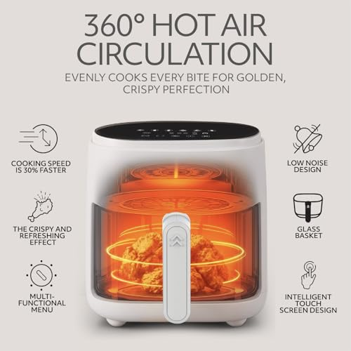 WILLOW Eco Series 6 in 1 Air Fryer with Glass Basket, 5 Quart Non Toxic Air Fryer w Digital Display, 430°F Max Temp, Preheat & Keep Warm Function, Compact + Dishwasher Safe Glass Airfryer - WHITE by WILLOW - Image 3