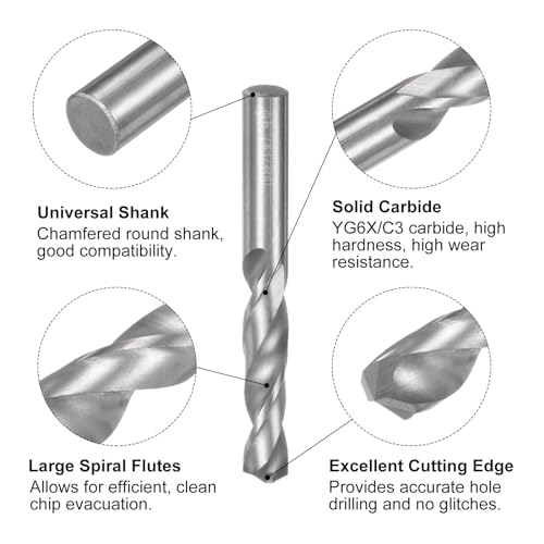 QUARKZMAN Massiver Hartmetall-Bohrer, 6,7 mm (0,264) YG6X/C3 Mikrokorn-Hartmetall-Spiralbohrer mit geradem Schaft zum Bohren von Edelstahl, Aluminium, Metall und Kunststoff