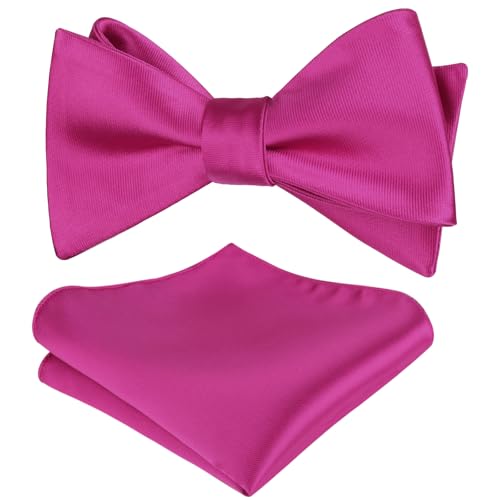 Image of Alizeal Mens 2pcs Solid Self-tied Bow Tie Set | Alizeal Mens 2pcs Self-tied Solid /Animal Bow Tie and Pocket Square Set Perfect for Wedding Business Formal Events