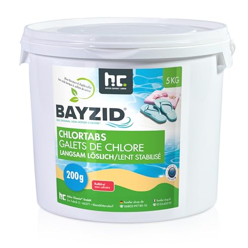 BAYZID® Galets de Chlore Lent 4 x 5 kg – Traitement Piscine et Bassin – Haute Teneur en Chlore (200 g)