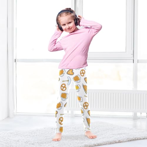 Beer Pretzel Beer Sausage Girls Leggings,Workout Leggings for Girls Toddler Athletic Leggings Size for 3-10T4