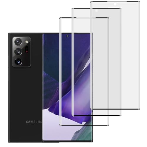 LERINNA [3 Pack Full Coverage Tempered Glass Screen Protector for Samsung Galaxy Note20 Ultra Fingerprint Unlock[HD Anti-Scratch ] [9H Hardness] [3D Curved] Screen Protector For protective cases