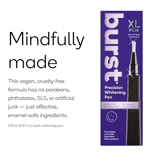 burst precision whitening pen 9 hp 45 whitening treatments enamel safe vegan paraben free delicious flavor 1 count