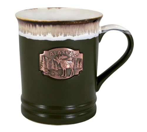 Taza cerámica Americaware 18 oz Medallón 3D marrón miniatura 1