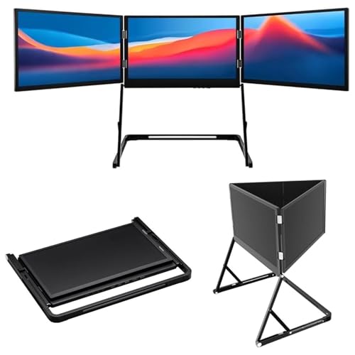Image of Laptop Screen Extender, 15.6 inch Triple Portable Monitor for Laptop, 1080p Fhd Screen Extender Monitors for 13 inch-16.5 inch, Monitor Extender for Mac /Windows, Built-in Speakers