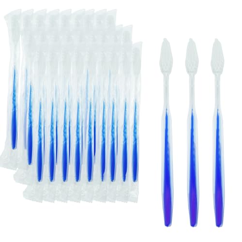 Ailelan Juego de cepillos de dientes desechables, paquete de 50 cepillos de dientes de viaje, blanco, cerdas suaves, manual, no alimentado, cepillo de dientes, juego de cepillos de dientes desechables
