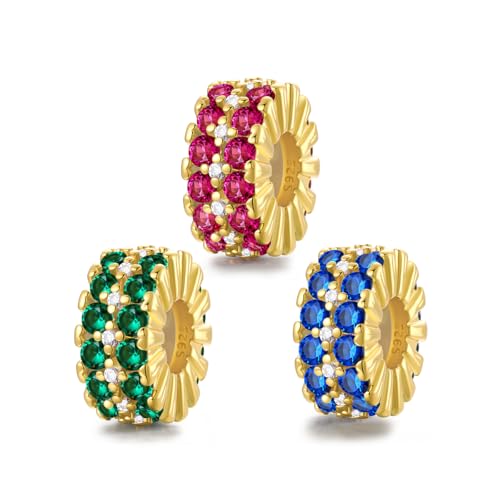 Charme de Clip Spacer Plata 925 Stopper Separador con Zirconitas para Pulsera