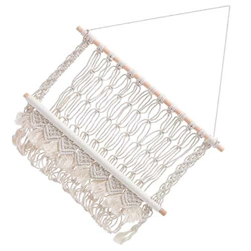 Tapisserie tissée décorative en macramé avec filet de rangement intégré